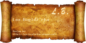 Lex Boglárka névjegykártya